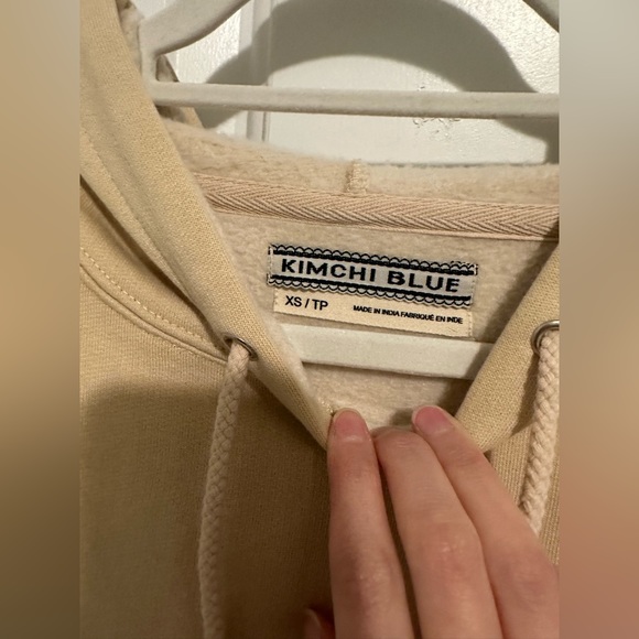 Kimchi blue tan cropped embroidered sweater hoodie - Picture 2 of 6